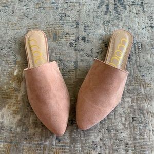Peachy Pink Suede Mules